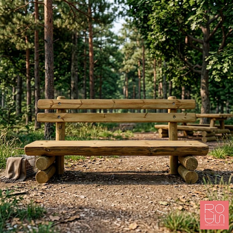 Banc de fusta Forestal 2m | Estil Rústic Pi Autoclau IV